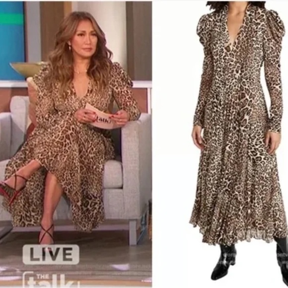 Ronny Kobo Leopard Bernadette Dress Chiffon Leopard Print Maxi Dress NWT - Picture 5 of 12